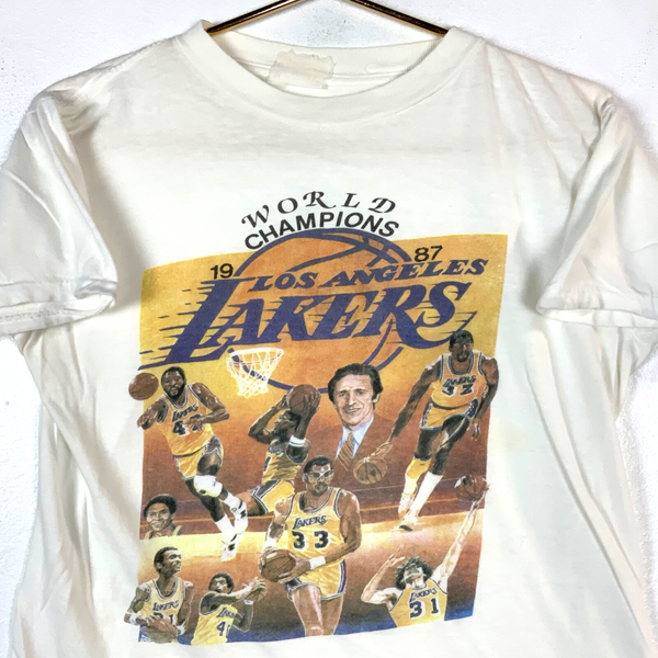 Vintage Los Angeles Lakers T-shirt Medium Single Stitch Nba 1987 Champs 1980s