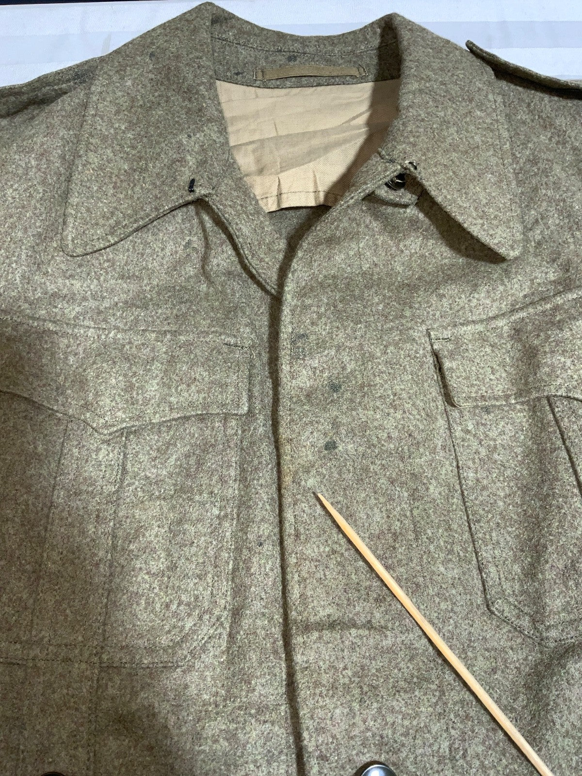 Vintage German Military Wool Jacket Size Small Green Button Up Vietnam Era 60s