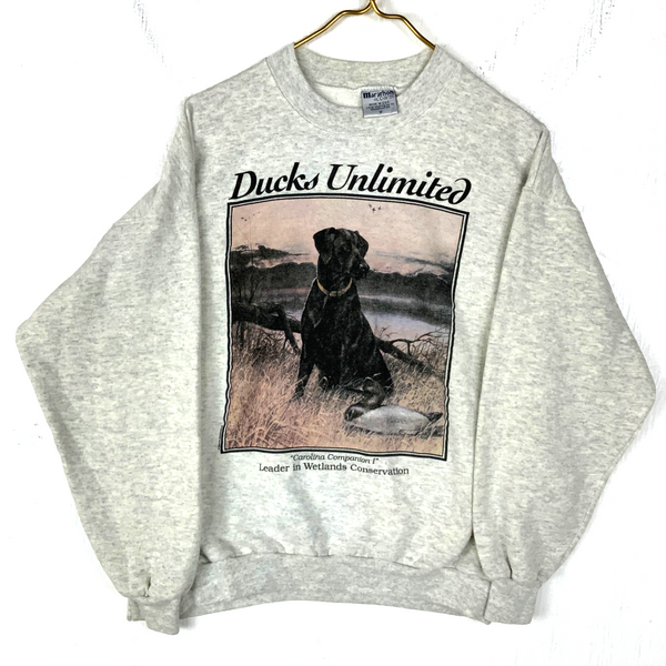 Vintage Ducks Unlimited Sweatshirt Crewneck Medium Gray Made Usa 90s