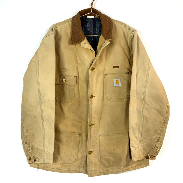 Vintage Carhartt Chore Jacket Large Brown Blanket Lined 90s