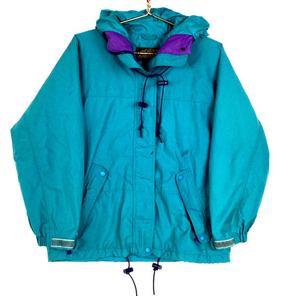 Vintage Eddie Bauer Women's Windbreaker Jacket Size Small Green Hooded Full Zip
