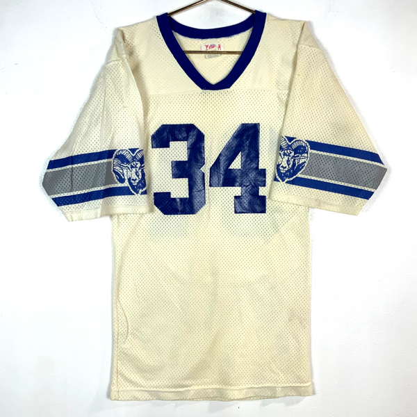 Vintage 1980s Football Jersey Small #34 White Made In Usa Mesh