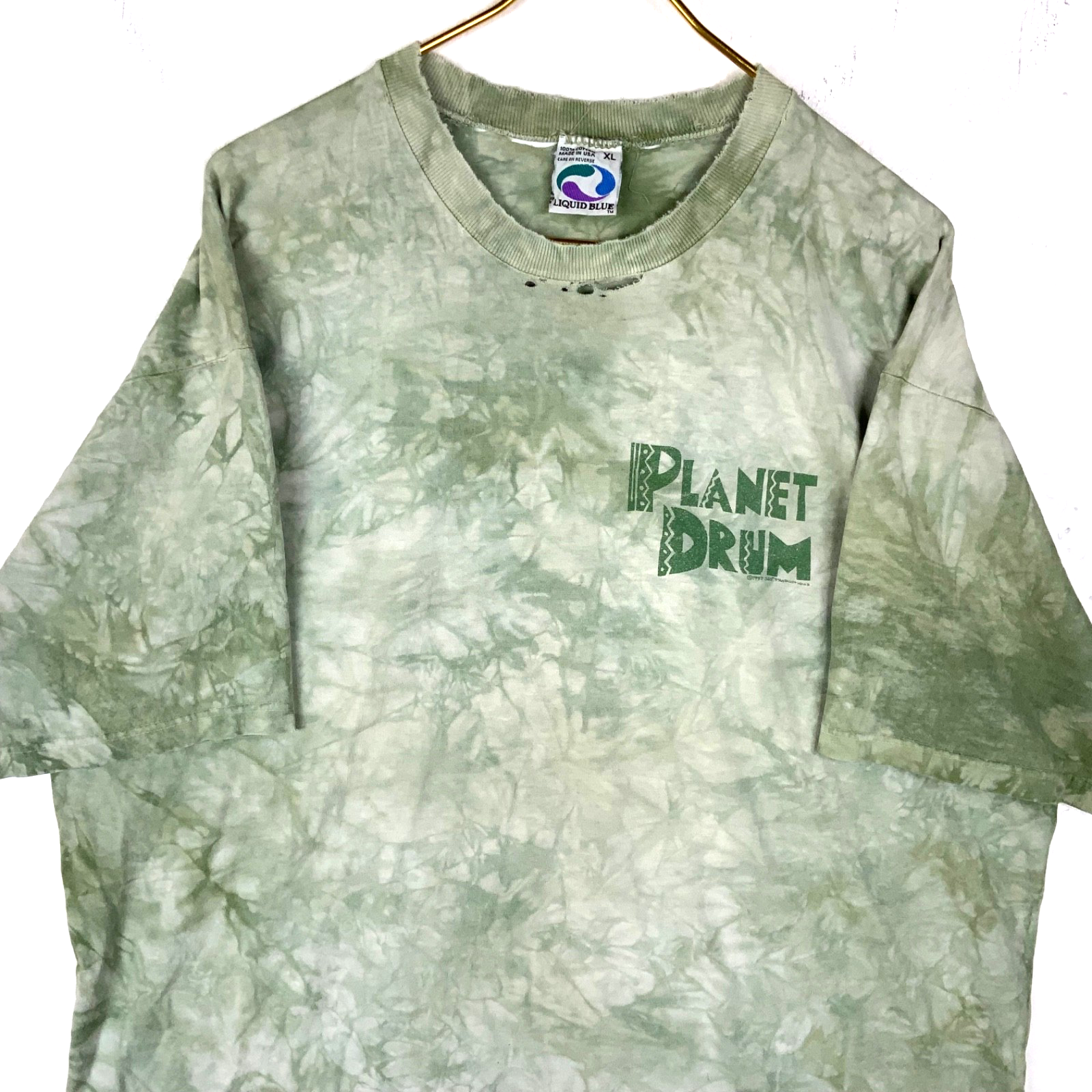 Vintage Planet Drum By Mickey Hart T-Shirt XL Liquid Blue Tie-Dye 1997 Music 90s