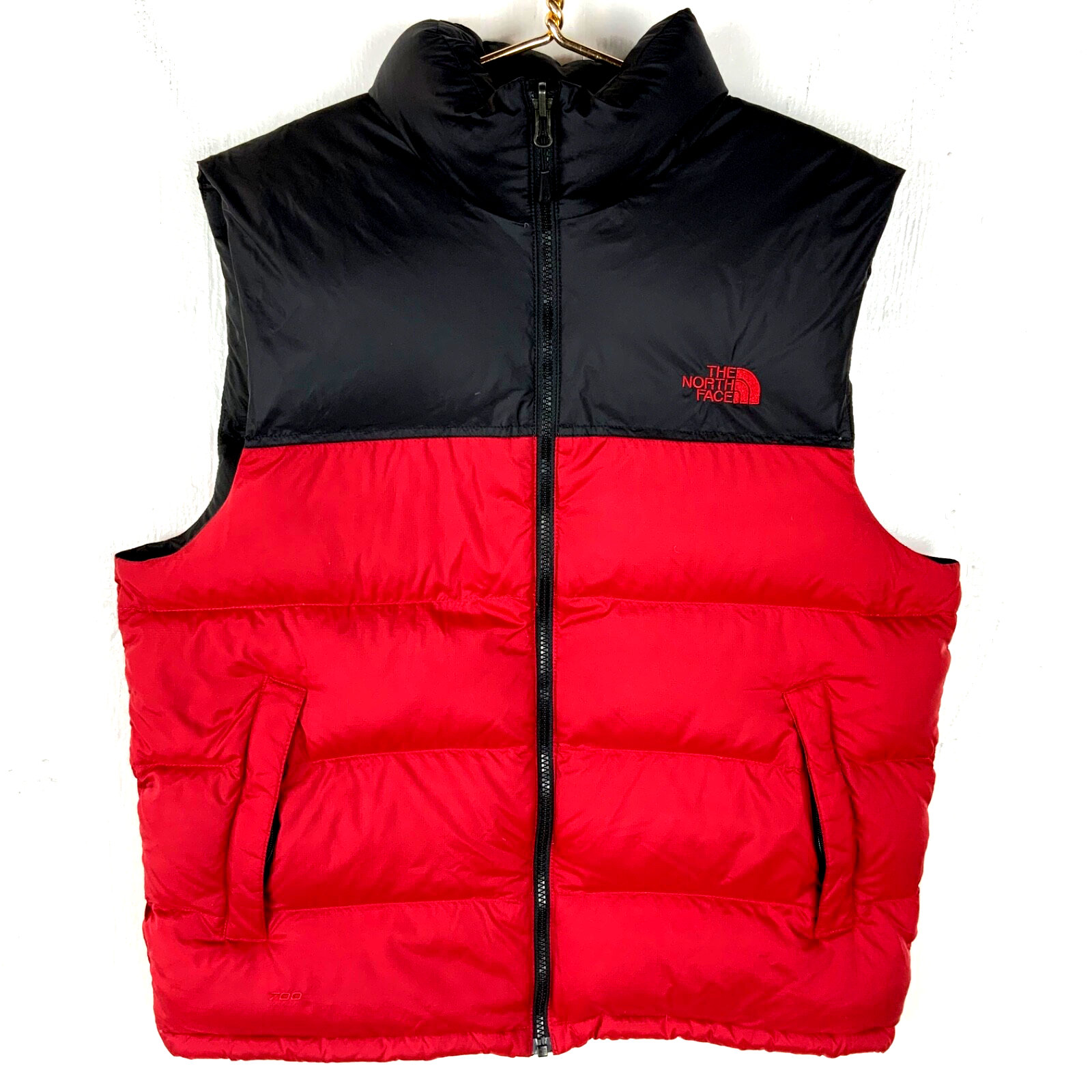 The North Face 700 Down Puffer Vest Large Red Full Zip