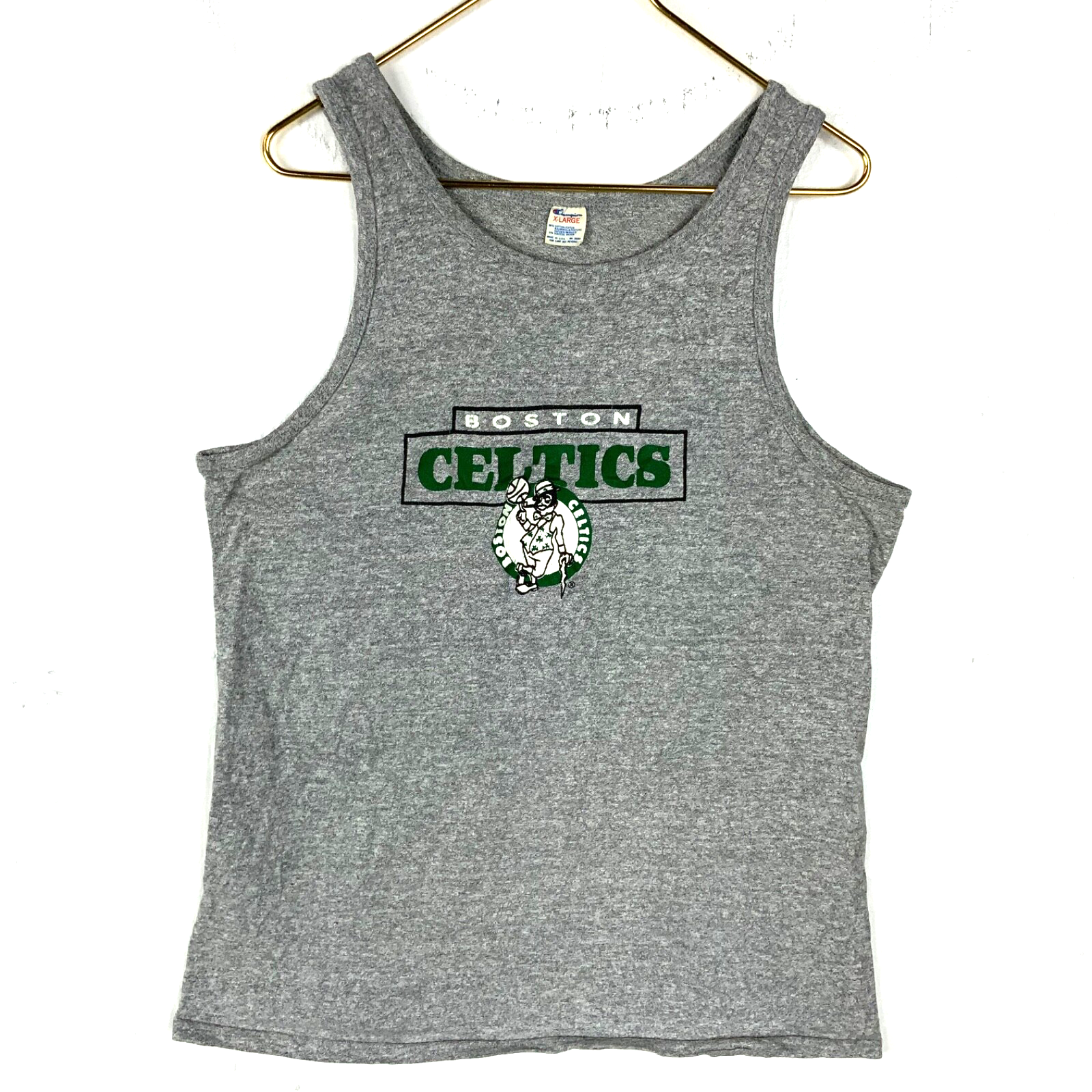 Vintage Boston Celtics Champion Tank Top XL Gray Made Usa Nba 1980s