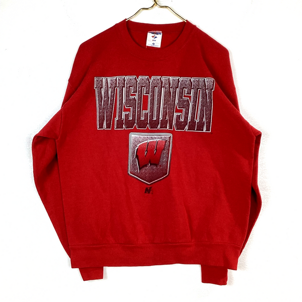Vintage Wisconsin Badgers Sweatshirt Size Large Red Made In Usa Ncaa 90s