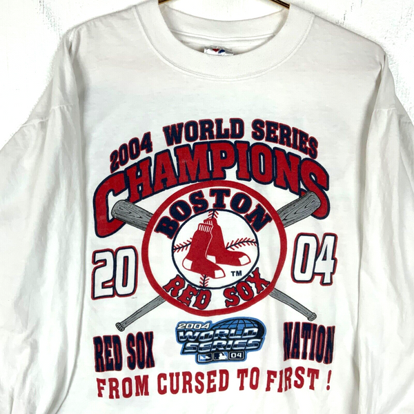 Boston Red Sox T-shirt XL Long Sleeve 2004 Mlb Champs From Cursed To First