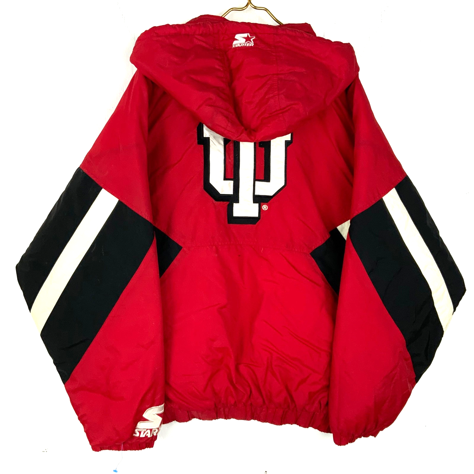 Vintage Indiana Hoosiers Starter Puffer Jacket 2XL Red Hooded Half Zip Ncaa