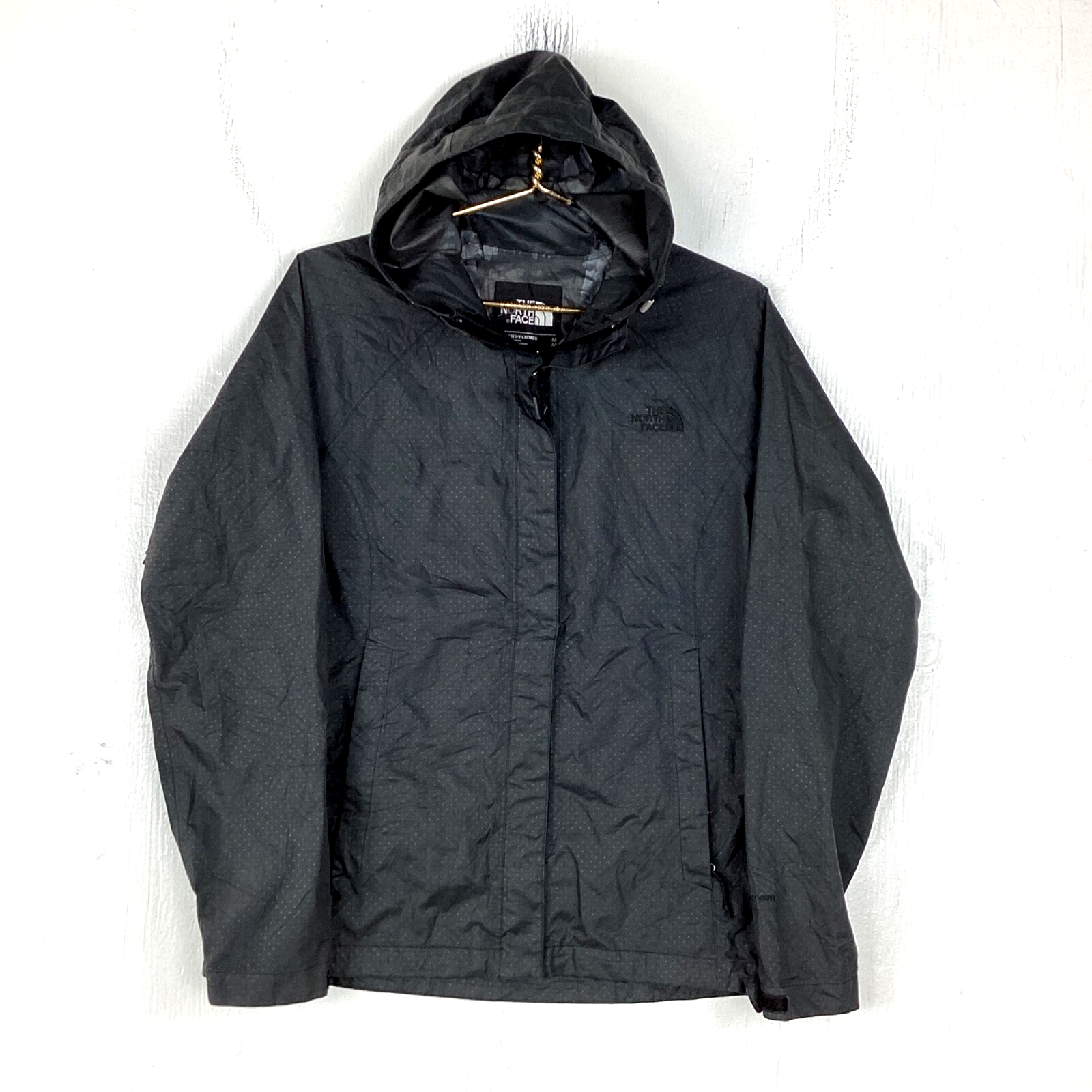 The North Face Women's Windbreaker Jacket Size Medium Black Hooded Full Zip
