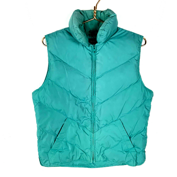 Vintage Eddie Bauer Down Puffer Vest Women's Medium Blue Full Zip 1980s