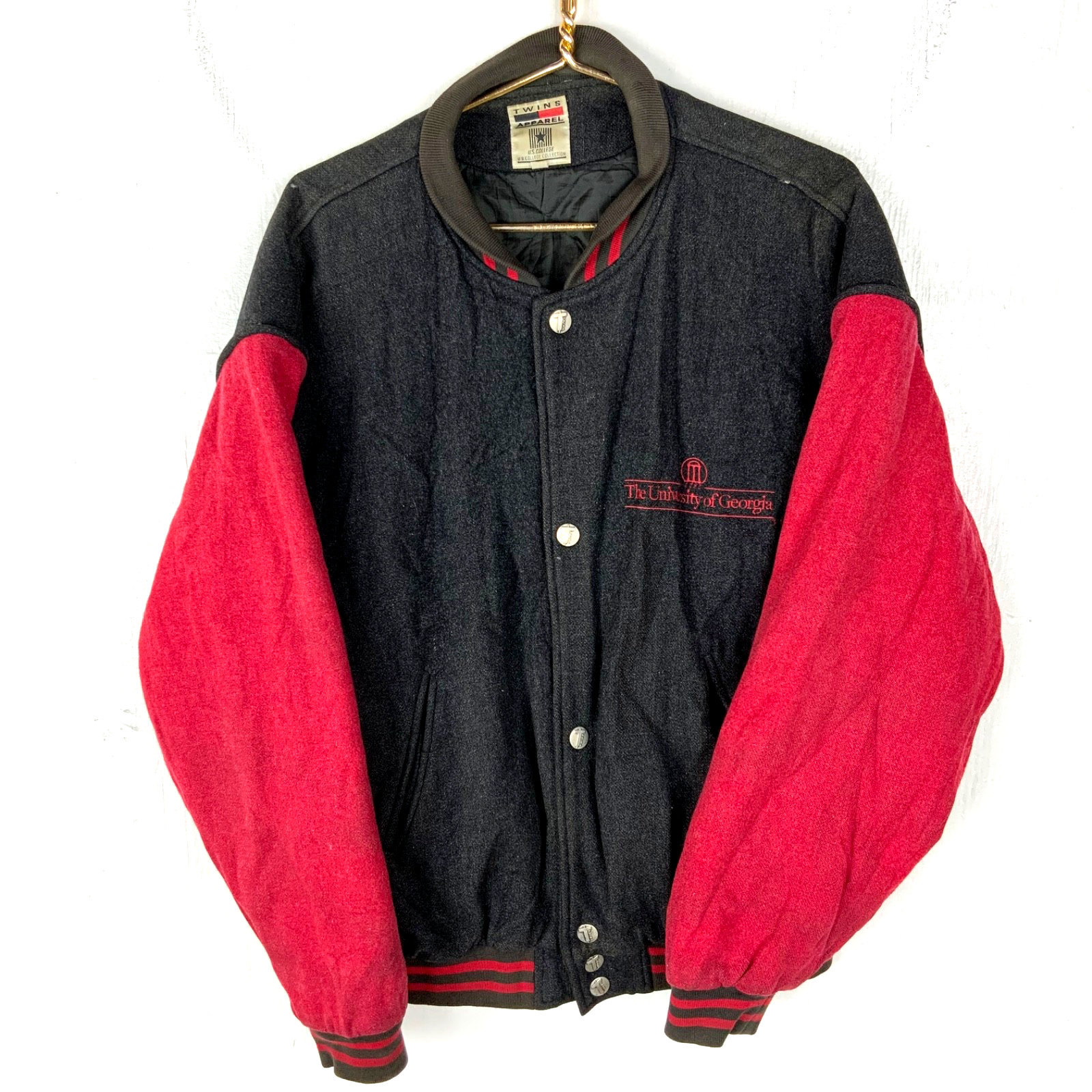 Vintage University Of Georgia Bulldogs Wool Varsity Bomber Jacket Large Ncaa