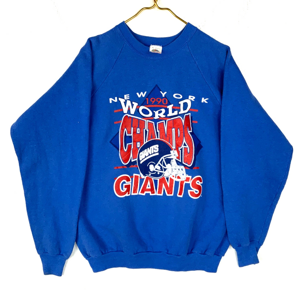 Vintage New York Giants Sweatshirt XL Blue Made Usa Nfl 1990 World Champs