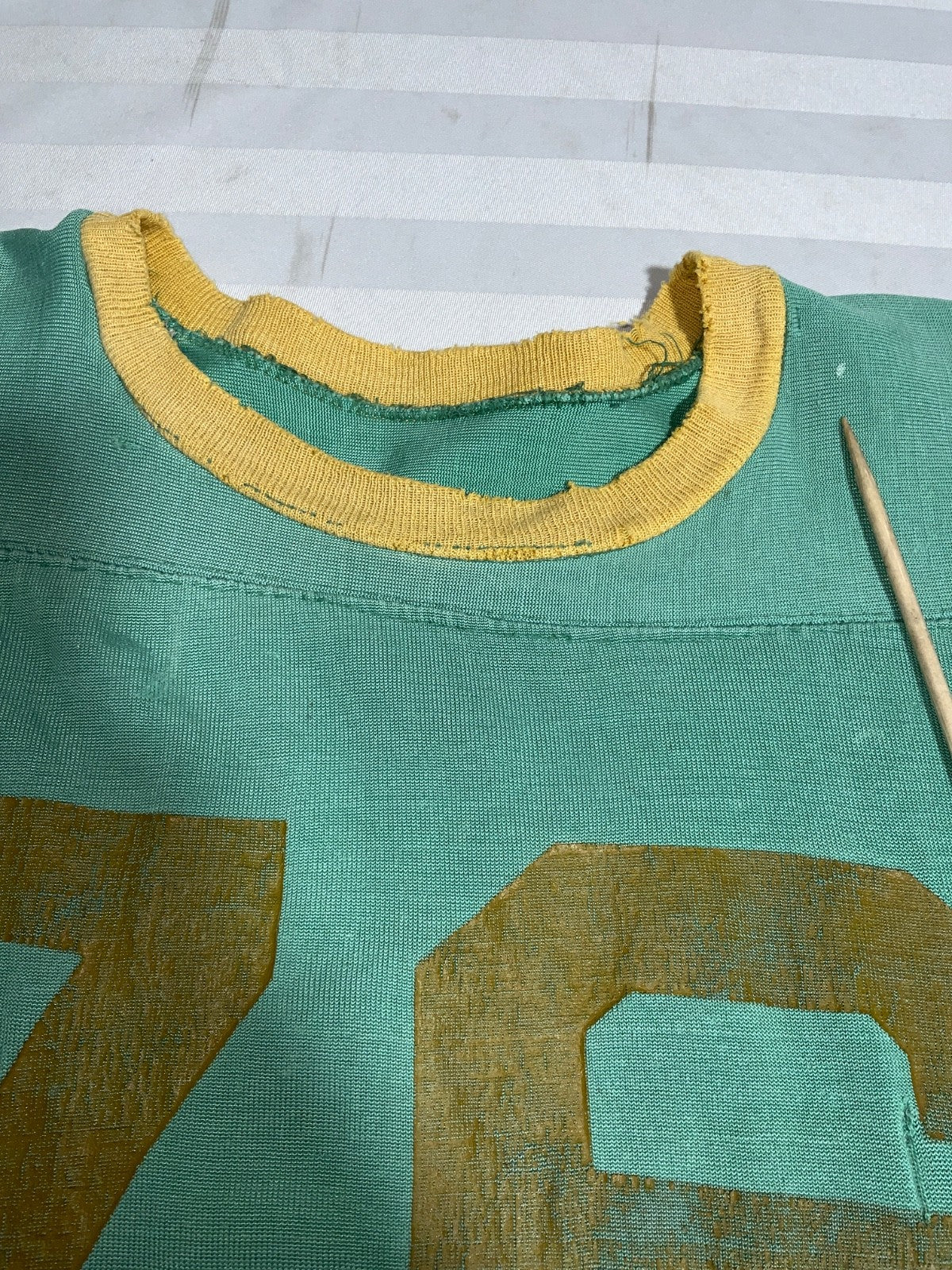 Vintage Champion Durene Jersey Large Green 3/4 Sleeve Football 1960s