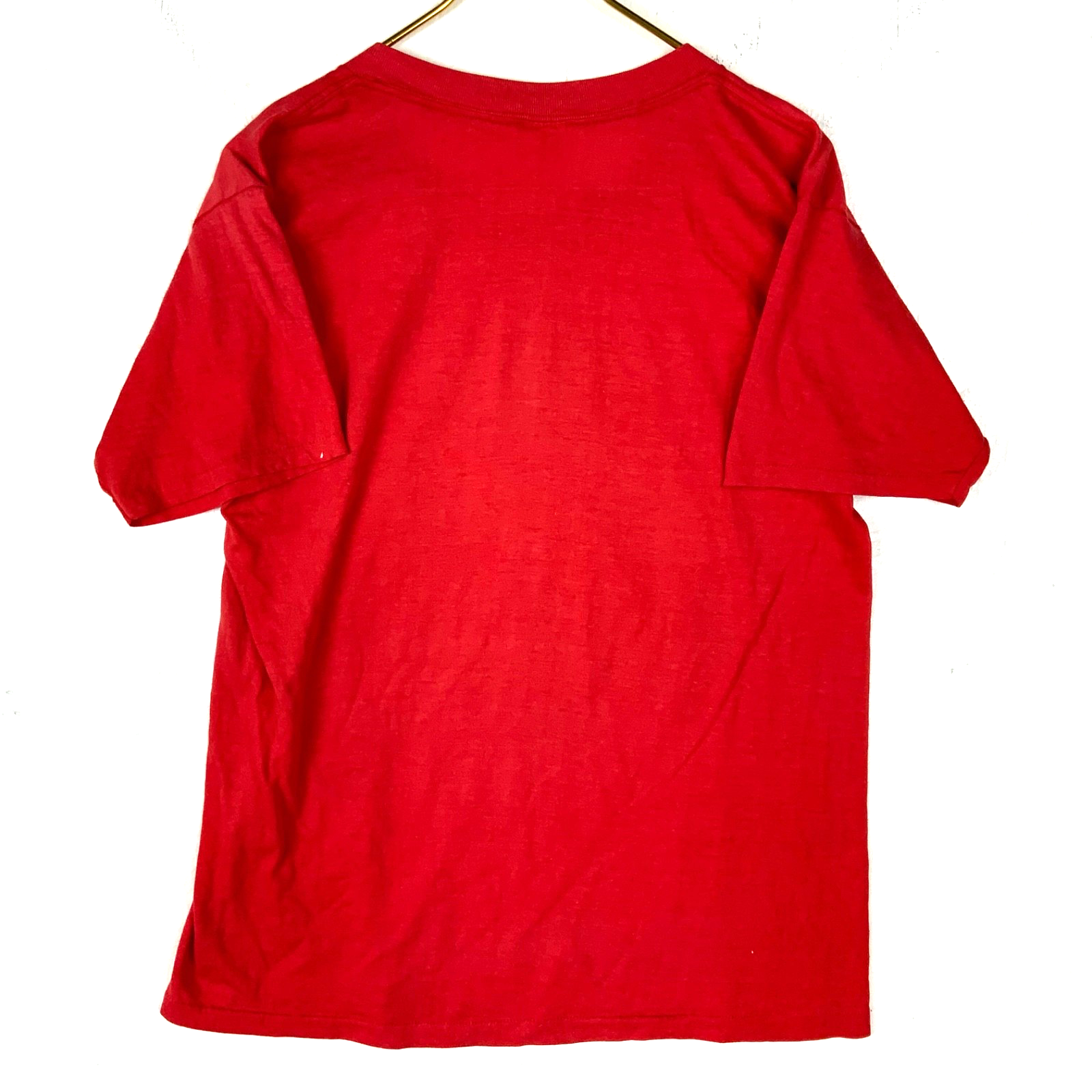 Vintage Caution Soft Shoulders T-Shirt XL Red Made Usa Single Stitch 80s