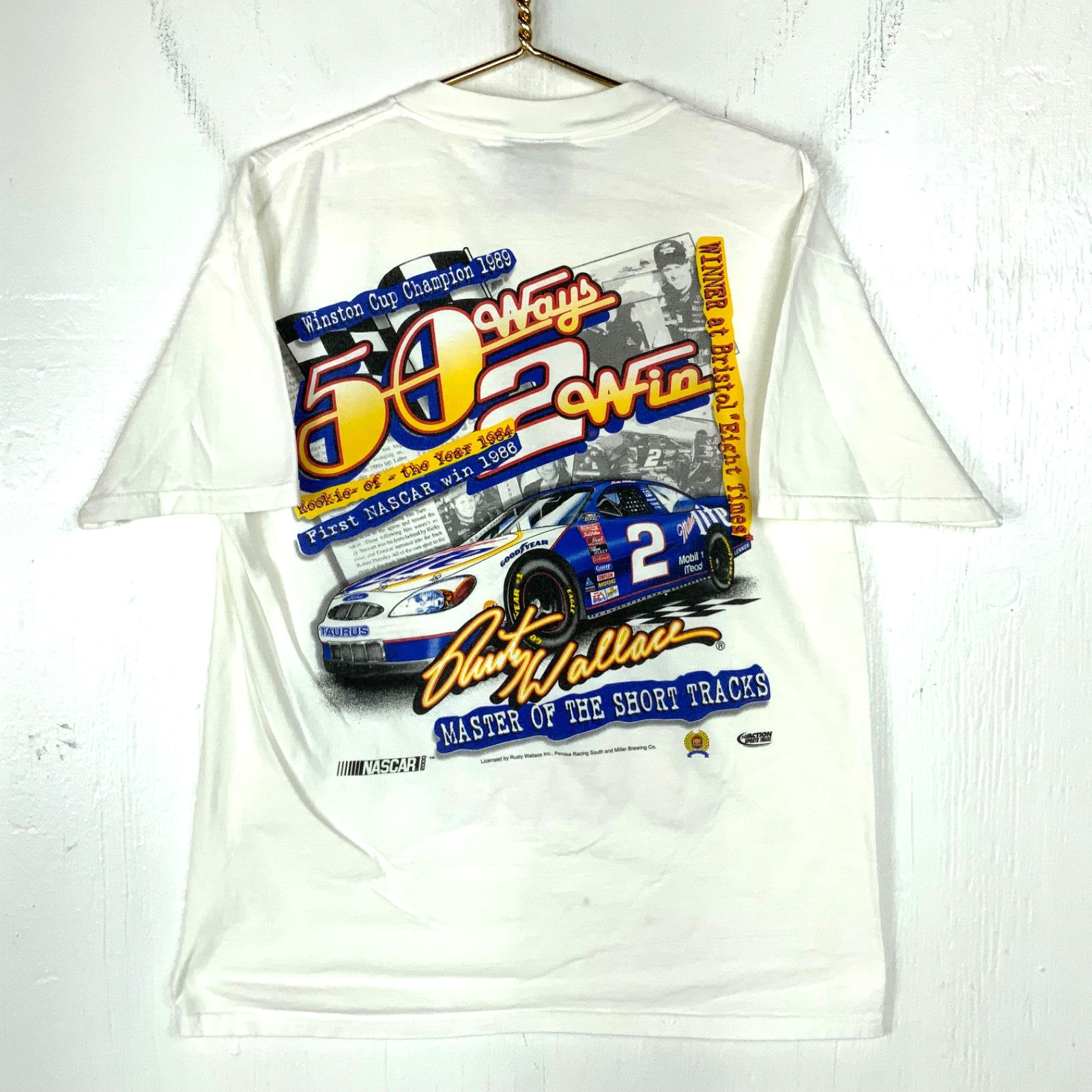Vintage Nascar Chase T-shirt Medium Double Sided 2000 Rusty Wallace 50th Win