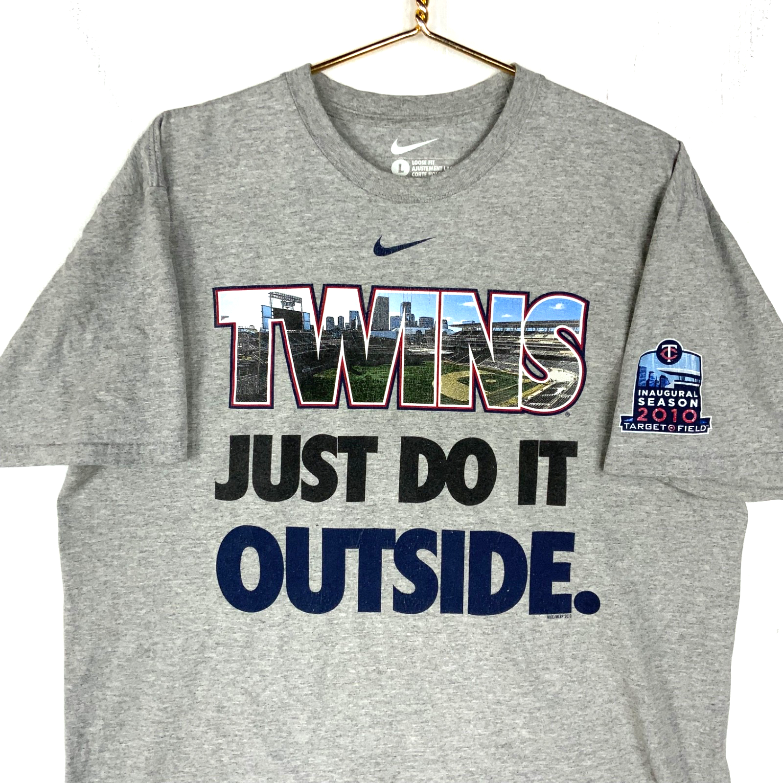 Minnesota Twins Nike T-shirt Large Just Do It Outside Mlb 2010 Inaugural Season