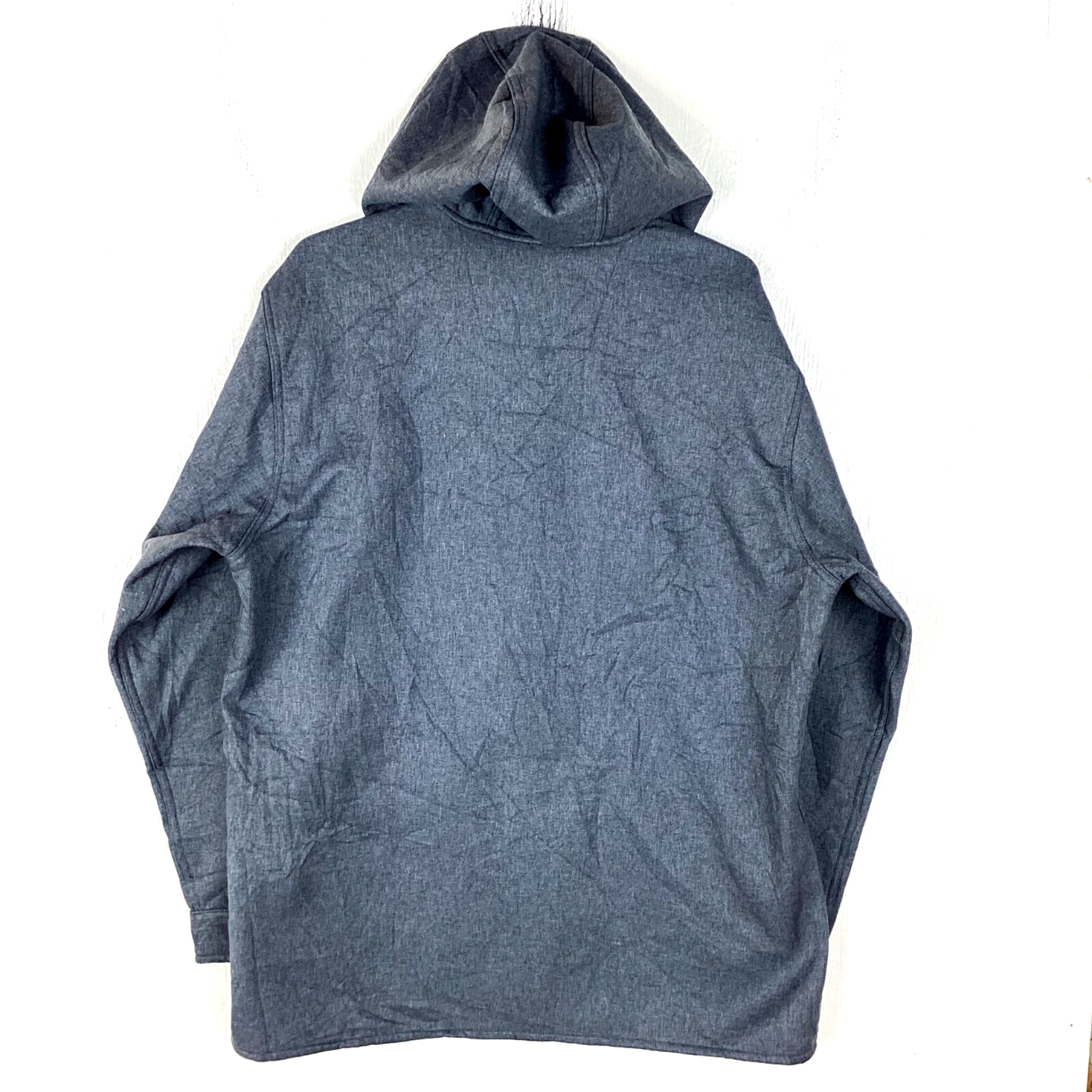 Carhartt Shirt Jacket Size Large Grey Hooded Snap Button Rain Defender